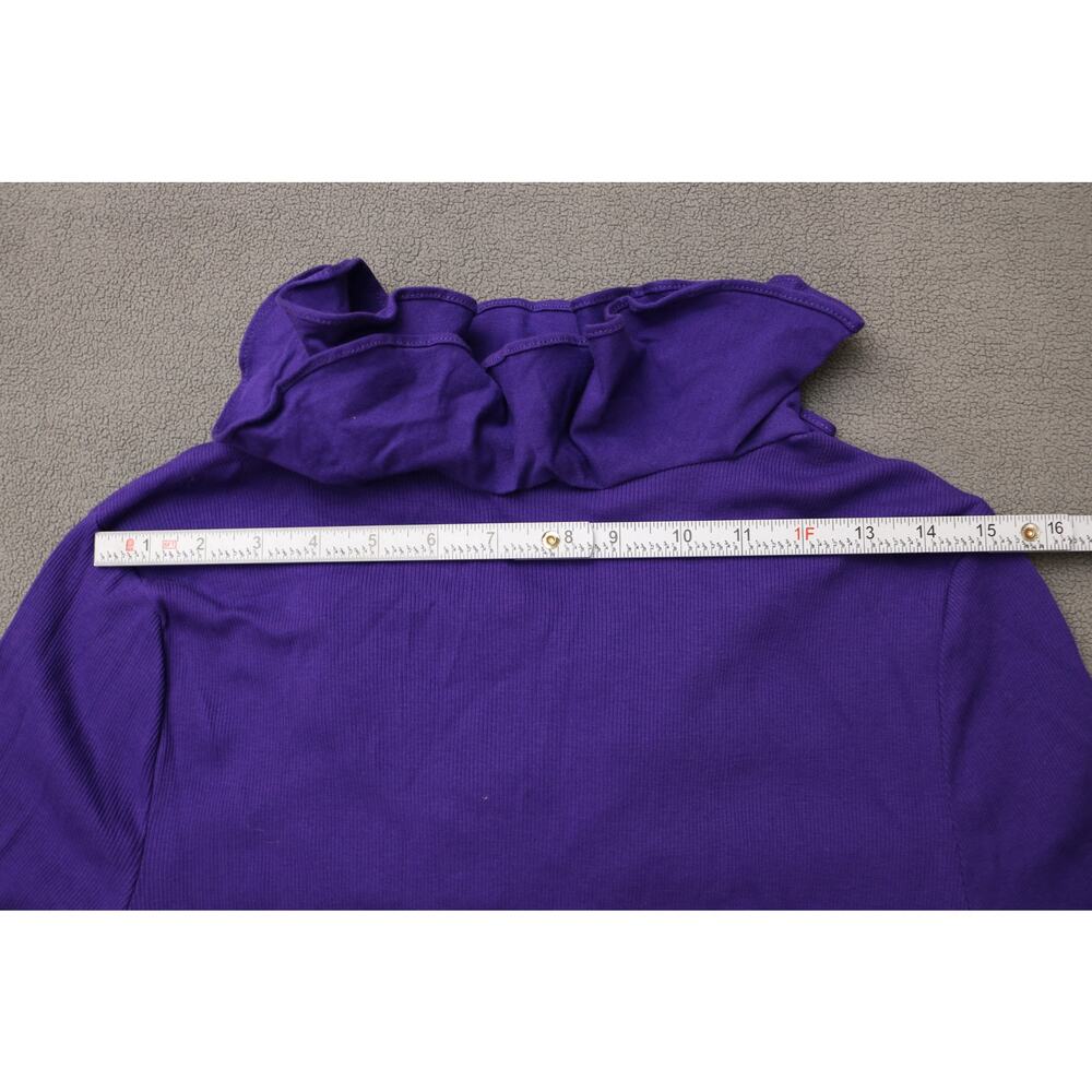 LAUREN RALPH LAUREN Shirt Womens XL Purple Long Sleeve Ruffle Collar Texture - Picture 6 of 12